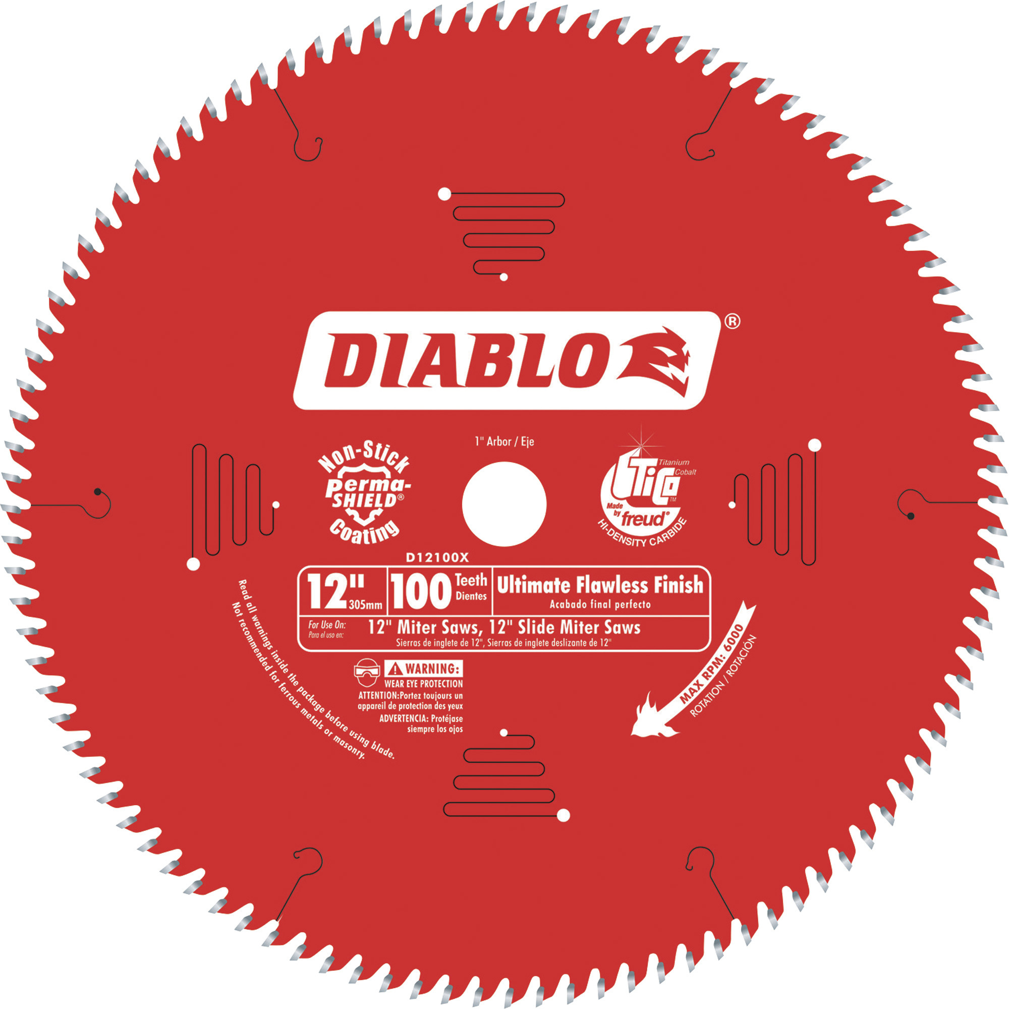 Diablo Ultra Fine Circular Saw Blade, 12in., 100 Tooth, For Wood and Wood Composites, Model# D12100X